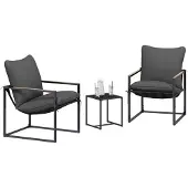vidaXL Tuinbank Set 3 st Zwart en Anthraciet Staal