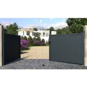 Vente-unique Draaipoort in aluminium NAZARIO antraciet - L397 x 166 cm