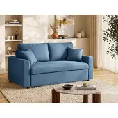 Vente-unique Driezits bedbank van stof INIZOR - Turquoise