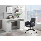 Vente-unique Bureau met opbergruimte SERGUEI - Wit gelakt MDF
