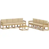 vidaXL Buiten bank set 9 st Wit en Beige