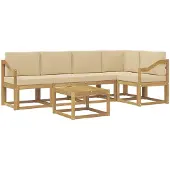 vidaXL Buiten bank set 6 st Wit en Beige Massief Acacia Hout