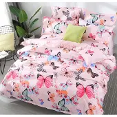 Unyqoos Roze Kinderbeddengoedset met Vlindermotief voor Meisjes, 140x200 cm, 100% Microvezel
