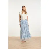Smashed Lemon Zwierige maxi-rok met geborduurde print en stroken |