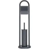 Unyqoos Toiletrolhouder met toiletborstel – Set van roestvrij staal (grijs), compact, 19 x 70,5 x 19 cm