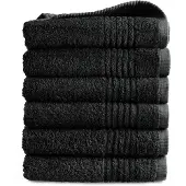 Unyqoos Zachte en absorberende handdoekenset van 100% katoen, 6 stuks, zwart