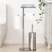 Unyqoos Vrijstaande toiletrolhouder met borstel en opslag voor badkamerartikelen