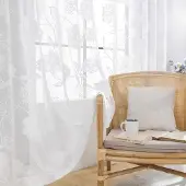 Unyqoos Romantische witte jacquard gordijnen met 3D bloemenpatroon en inslagringen