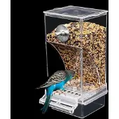 Unyqoos Transparante automatische vogelvoederdispenser met zitstang voor parkieten