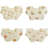 Unyqoos Set van 4 Zachte Mousseline Babyslabbetjes met Verstelbare Drukknopen