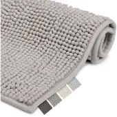 Unyqoos Grijze antislip badmat van chenille 50x50 cm voor veilige badkamer