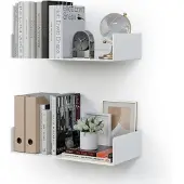 Unyqoos Set van 2 moderne witte wandplanken voor veelzijdige opbergruimte