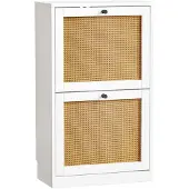 Unyqoos Ruimtebesparende schoenenkast met rotan-look en verstelbare laden