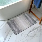 Unyqoos Grijs-witte badmat van katoen met antislip en wasbare eigenschappen