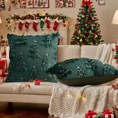 Unyqoos Fluwelen kussenhoezen met kerstboomontwerp voor feestelijke sfeer