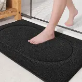 Unyqoos Zwarte zachte badmat met antislip en waterabsorberend microvezelmateriaal