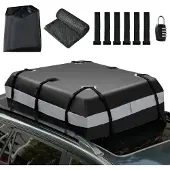 Unyqoos Waterdichte, opvouwbare dakbox 420 liter – 3-laags PVC, 11 cm regenklep, antislipmat en 4-cijferig cijferslot, universeel geschikt voor personenauto's/SUV's/combis