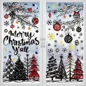 Unyqoos Set van 136 Kerst Raamstickers met Winterse Sneeuwvlokken en Dennentakken