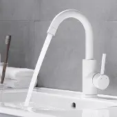 Unyqoos Witte badkamerkraan met draaibare uitloop en waterbesparende technologie