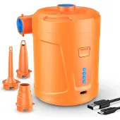 Unyqoos Draagbare elektrische luchtpomp – oplaadbare 5200 mAh batterij, 15 W / 300 liter per minuut, 3 opzetstukken, USB-oplaadfunctie voor luchtkussens, luchtbedden en zwembaden