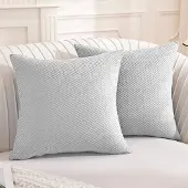 Unyqoos Set van 2 zilvergrijze kussenhoezen met elegant geometrisch patroon