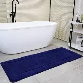 Unyqoos Grote blauwe badkamermat 60x150 cm met antislip en wasbare microvezel
