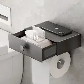 Unyqoos Stijlvolle Toiletrolhouder met Schuiflade en Opbergmogelijkheid voor Vochtige Doekjes