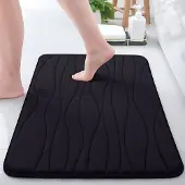 Unyqoos Zwarte absorberende antislip badmat van traagschuim voor badkamercomfort