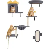 Unyqoos Modulaire klimwand met kattenhuis en krabpalen voor actieve katten