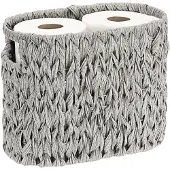 Unyqoos Vlechtwerk opbergmand van kunststof, 31 x 17,5 x 24,5 cm – geschikt voor maximaal 4 rollen toiletpapier, waterdicht en stevig, met dubbele handgrepen