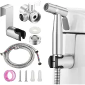 Unyqoos Handdouche van roestvrij staal (SUS304) – Bidet-handdouche met verstelbare waterdruk, roestvrij, met een explosiebestendige slang, geschikt voor wand- of toiletmontage