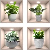 Unyqoos Realistische 3D Planten Muurstickers Set voor Diverse Interieurtoepassingen