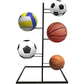 Unyqoos Ruimtebesparende Verticale Ballenhouder met Uittrekbare Opbergrekken voor Sportballen