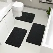 Unyqoos Set van drie luxe badkamertapijten met antislip en absorberend traagschuim