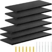 Unyqoos Set van 6 zwarte houten zwevende wandplanken voor diverse ruimtes