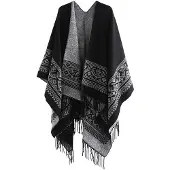 Unyqoos Elegante dames poncho met franjes voor alle seizoenen en gelegenheden