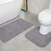 Unyqoos Grijze badmatten set van microvezel met antislip en sneldrogende eigenschappen
