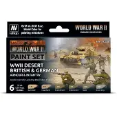 Vallejo val70208 - Model Color - WWII Desert British & German Armour & Infantry Set 6 x 18 ml