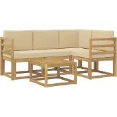 vidaXL Buiten bank set 5 st Wit en Beige