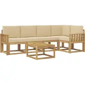 vidaXL Buiten bank set 6 st Wit en Beige Massief Acacia Hout