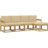 vidaXL Buiten bank set 5 st Wit en Beige