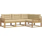 vidaXL Buiten bank set 3 st Wit en Beige Polyester