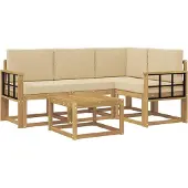 vidaXL Buiten bank set 5 st Wit en Beige