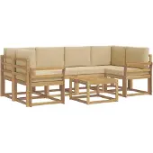 vidaXL Buiten bank set 7 st Wit en Beige