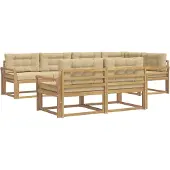 vidaXL Buiten bank set 6 st Wit en Beige Polyester