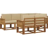 vidaXL Buiten bank set 7 st Natuurlijk en Beige Polyester