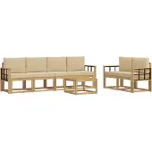 vidaXL Buiten bank set 7 st Wit en Beige