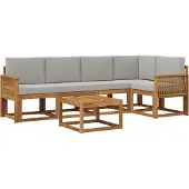 vidaXL Buiten bank set 6 st Naturel en lichtgrijs Massief Acacia Hout
