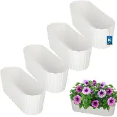 KOTARBAU 4 st. Balkonbak, Bloembak voor Balkon, Kunststof, 40 x 13 x 13 cm, Wit, Plantenbak Balkon, Groot, Rustiek, Weerbestendig Plantenbak, voor Binnen en Buiten