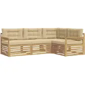 vidaXL Buiten bank set 5 st Wit en Beige Polyester